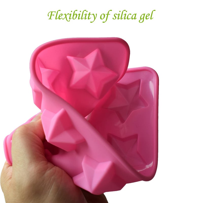Murong Star Chocolate Mold,Reusable Five Pointed Star Silicone Mold for Making Chocolates,Ice Cubes,Jellies and Candies(Pink) - Image 5